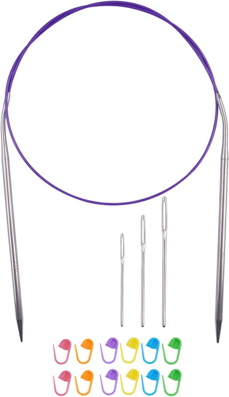 BsHooker Circular Knitting Needles 32inches/80cm,Size US 7.0(4.5mm) Stainless Steel Round Knitting Needles for Handmade Knitting DIY - Image 1